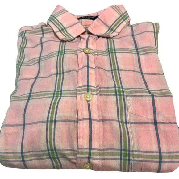 GANT BIRDIE MADRAS FITTED SHIRT, WOMENS, PINK GREEN BLUE PLAID, LONG SLEEVES - Picture 7 of 11